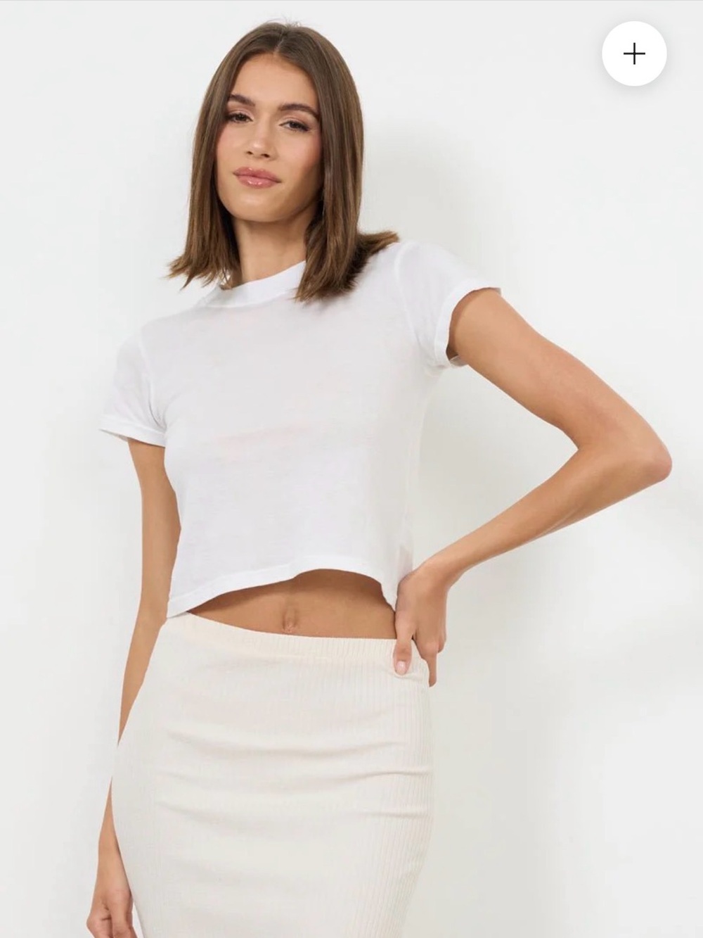 LA MADE S  Basic white babydoll TEE sustainable ethical soft comfy cropped crew